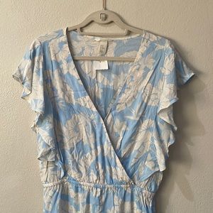 Blue & Cream Floral Romper